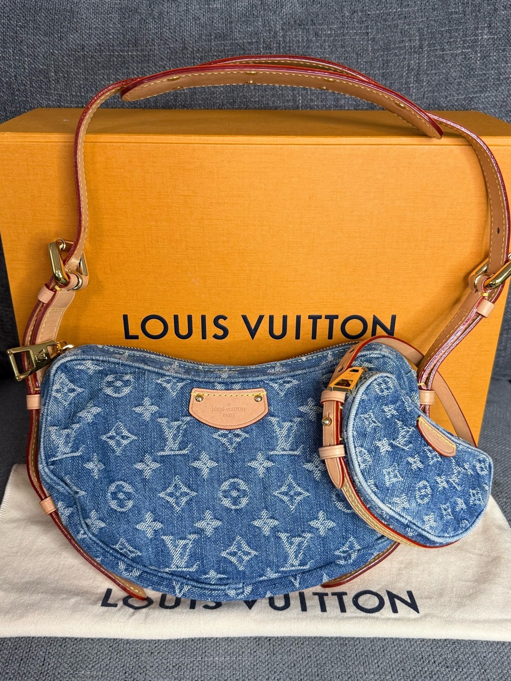 Louis Vuitton Croissant remix monogram denim 2 way bag